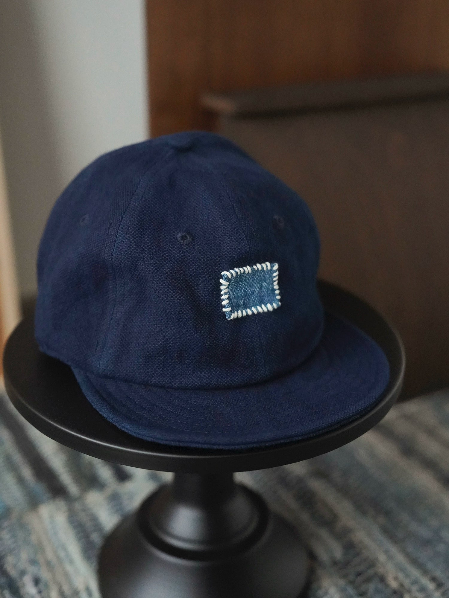 Japanese retro original handmade sashiko embroidery sashiko blue dye indigo worker cap