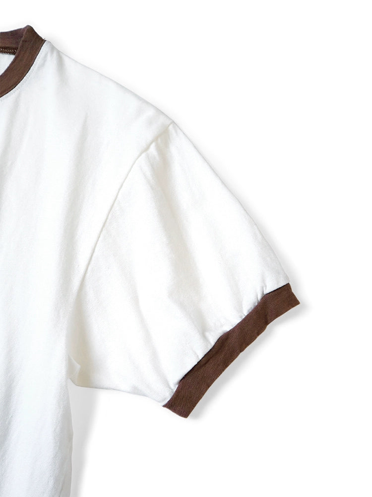 Japanese loose casual cotton heavyweight crewneck color-blocked doll monkey print short sleeve T-shirt