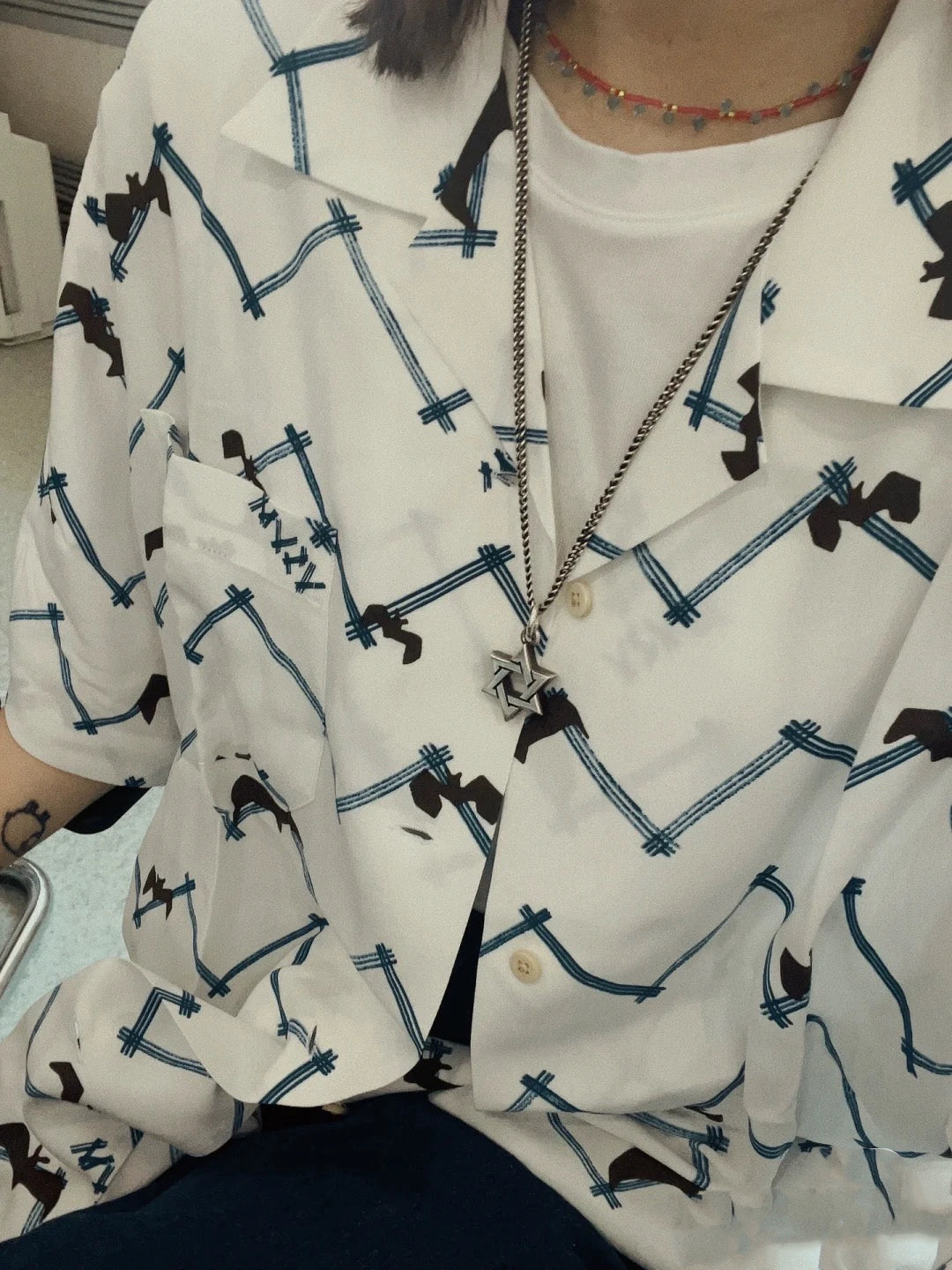 23SS COPA Nakamura Japanese couple casual Hawaiian bat short sleeve cardigan shirt
