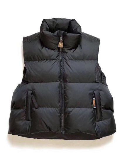 Thickened Down Vest – Vintage Stand Collar Loose Padded Unisex – Vests | japanese streetwear | vintage workwear | unisex | Yamalinclothes