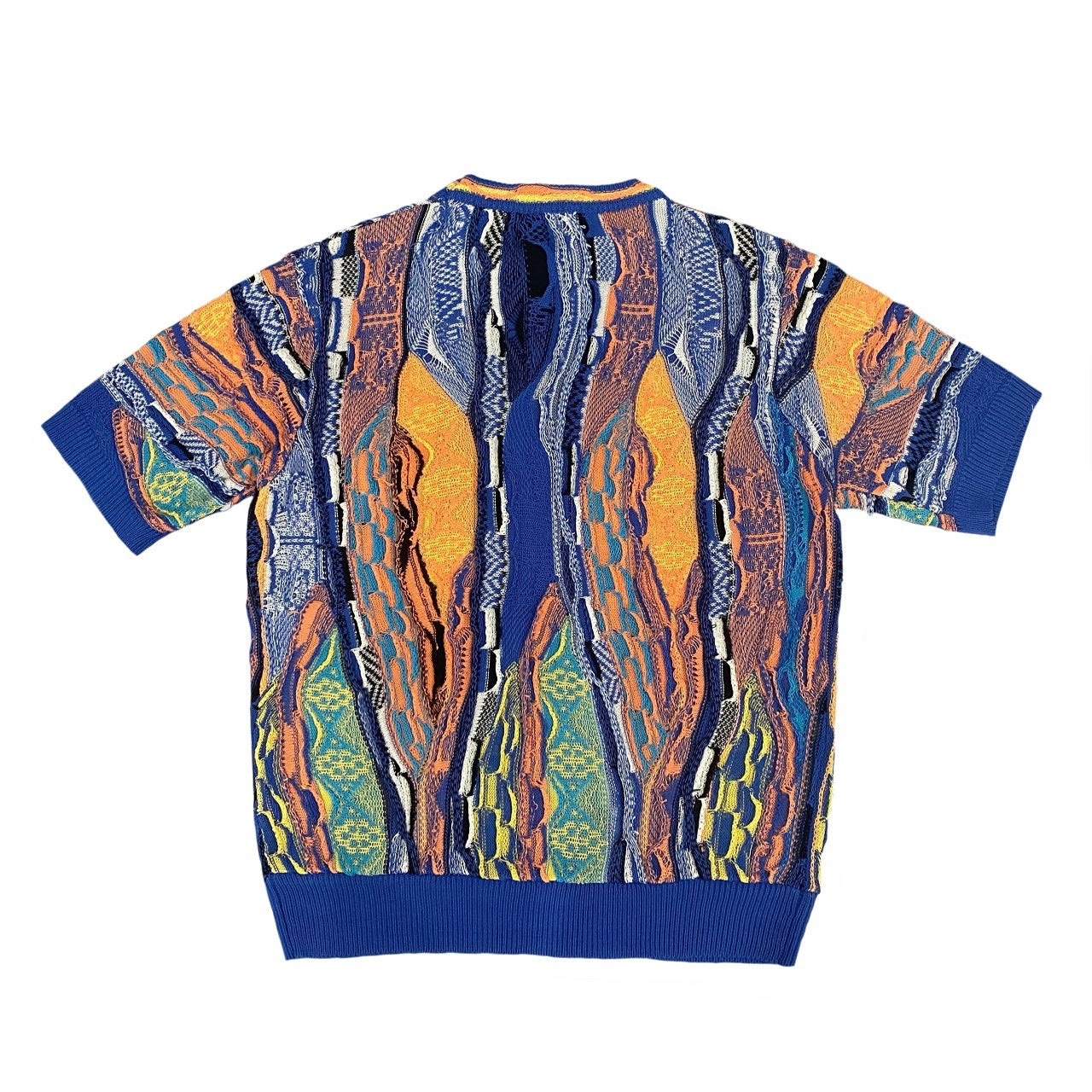 Vintage Japanese vintage jacquard ethnic style knit pullover short sleeve cross-border large size