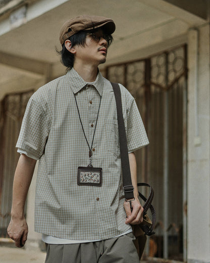 Vintage Artistic Plaid Short Sleeve Shirt – Loose Unisex Japanese Casual