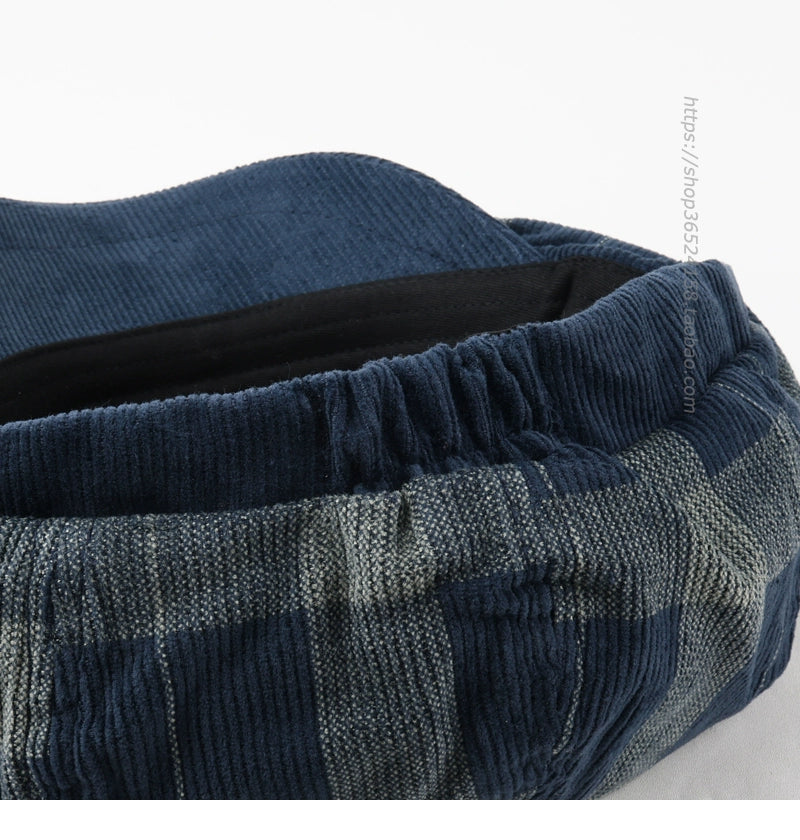 Casual plaid corduroy painter's hat british octagonal hat beret for men and women autumn winter vintage tongue newsboy hat