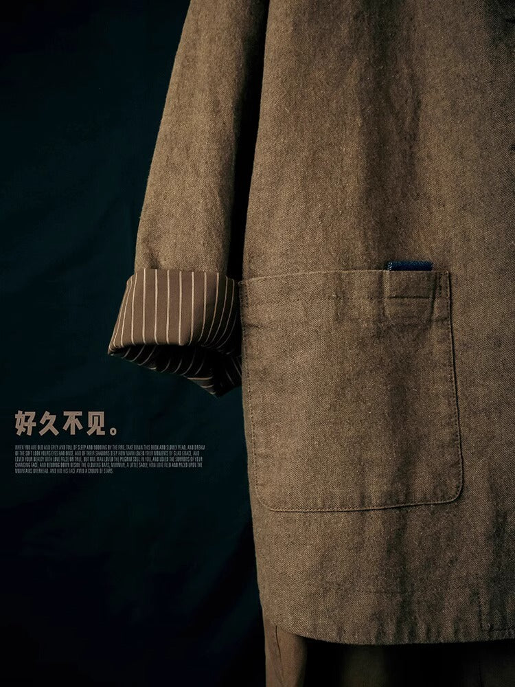 Vintage loom fabric three-dimensional cutting suit women's coat blouse spring and autumn