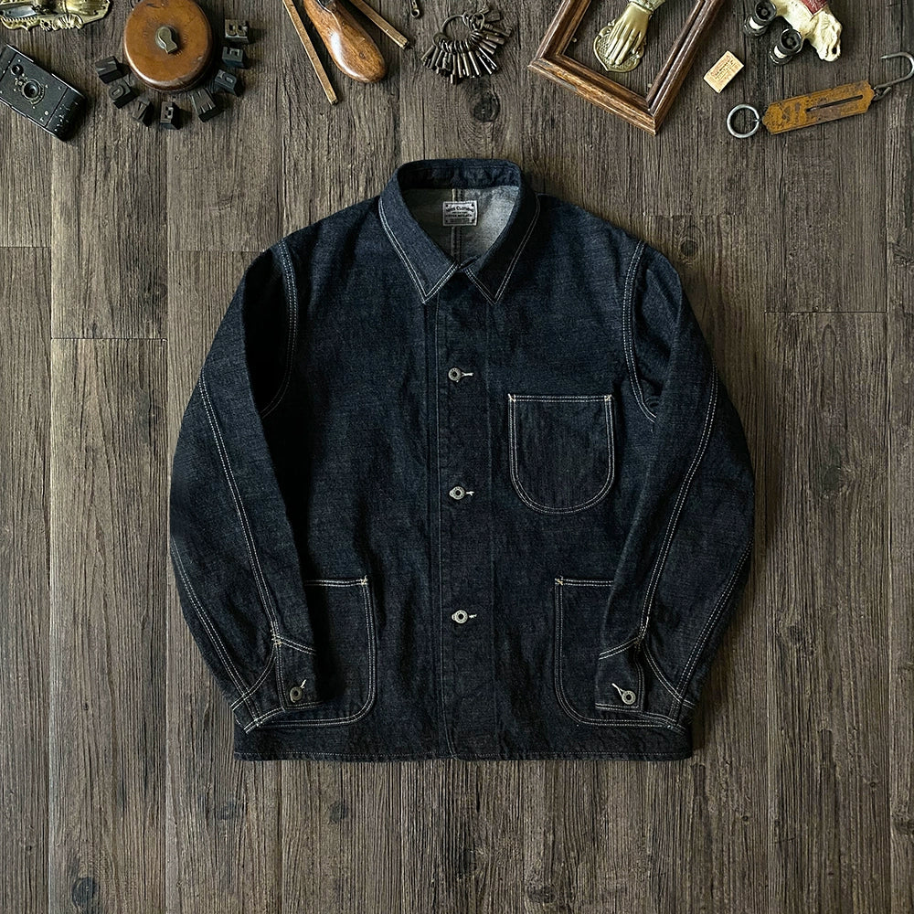 NVGS Denim 1940s Original Colors Red Ear Denim Jacket Lapel Cargo Jacket Casual American Vintage