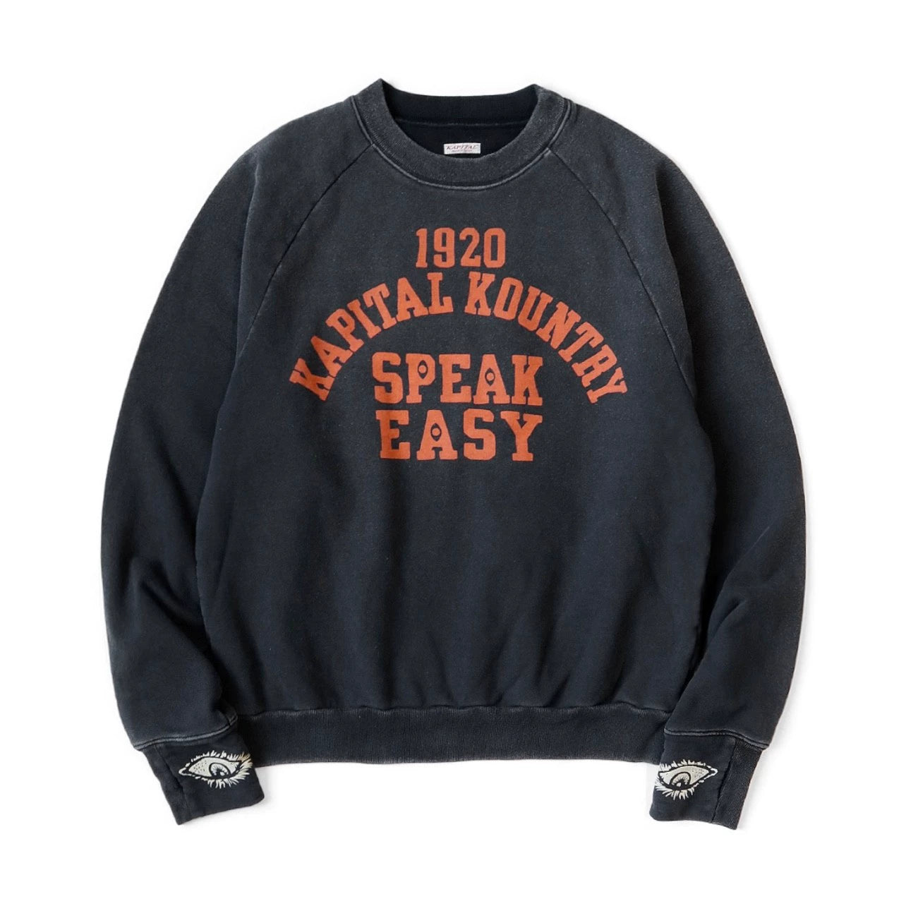 Kapital 25SS Japanese Casual Sweatshirt - Eye Print Distressed Loose Crewneck Pullover