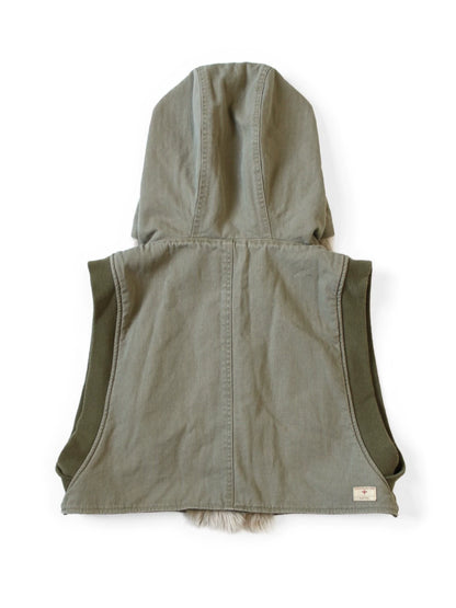 Kapital 25AW Japanese Warm Vest - Fur Collar Herringbone Hooded Casual Outerwear