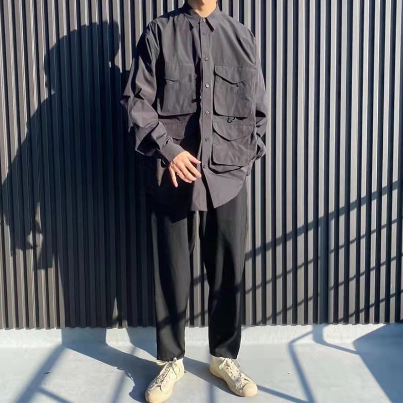 Japanese loose multi-pocket military-inspired jacket CityBoy men's and women's shirt