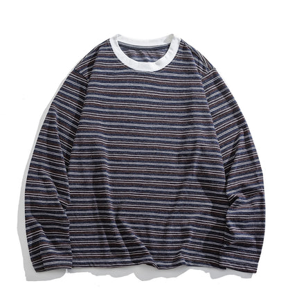 Japanese Vintage Stripe Long-Sleeve T-Shirt – Relaxed Unisex Base Layer Top