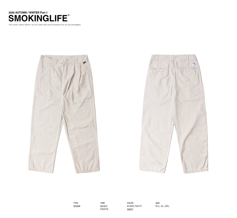 Loose casual straight pants washed solid color frock pants