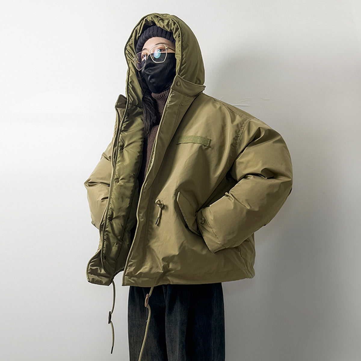 Hooded Padded Jacket – Oversized Drawstring Fit | Yamalinclothes