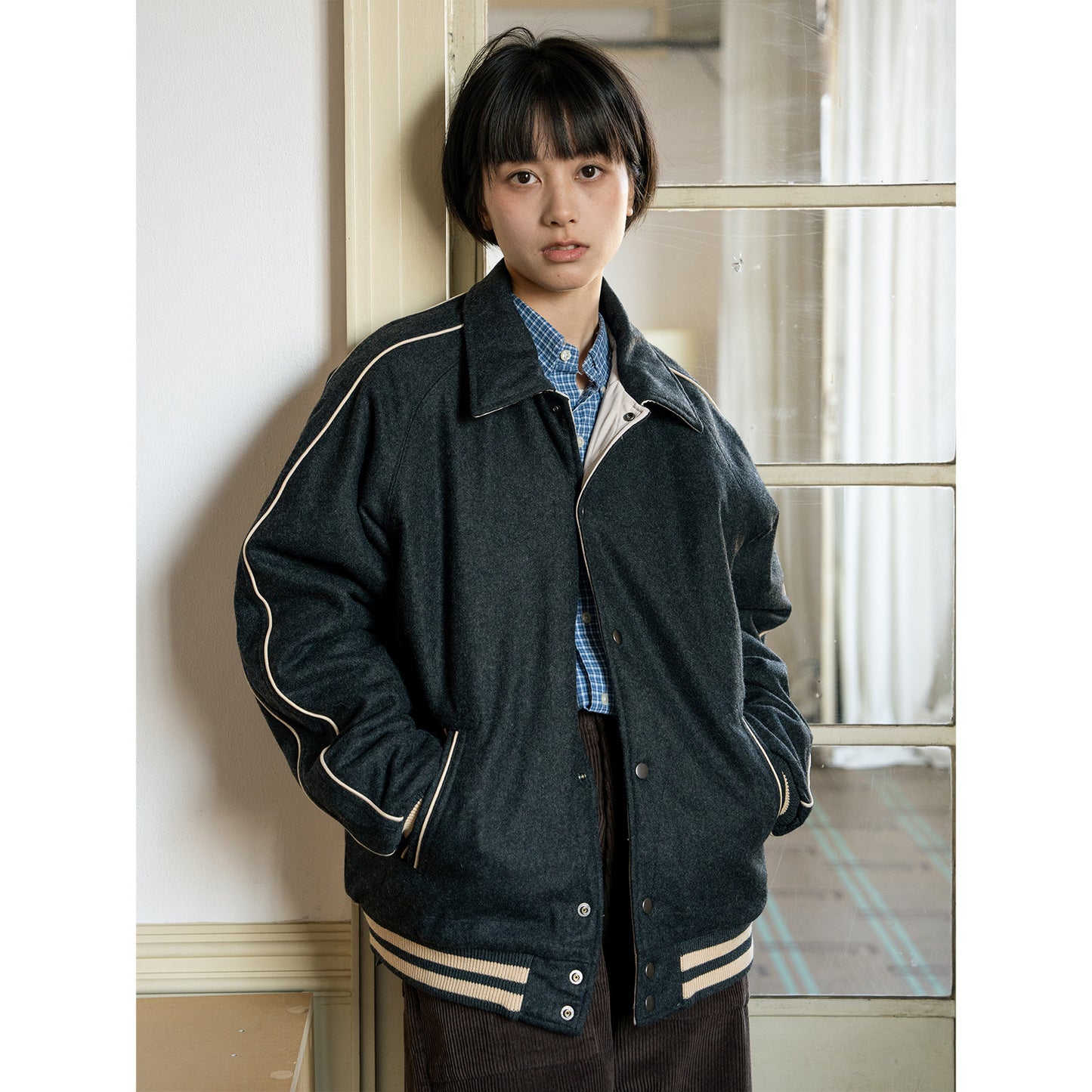 Thinsulate wool-blend reversible cotton jacket is unisex style