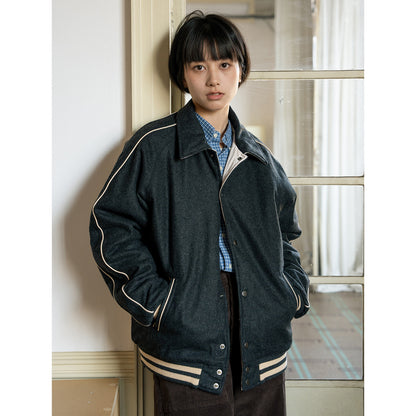 Thinsulate wool-blend reversible cotton jacket is unisex style