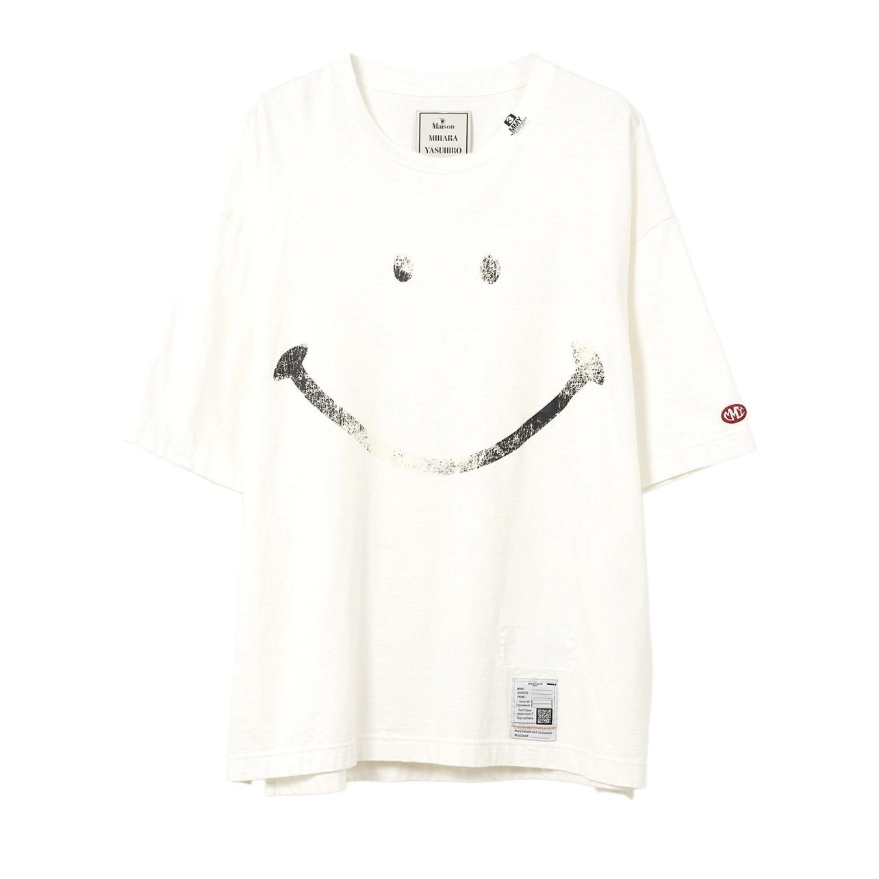 Japanese casual two-color pure cotton smiley face print round collar short-sleeved T-shirt