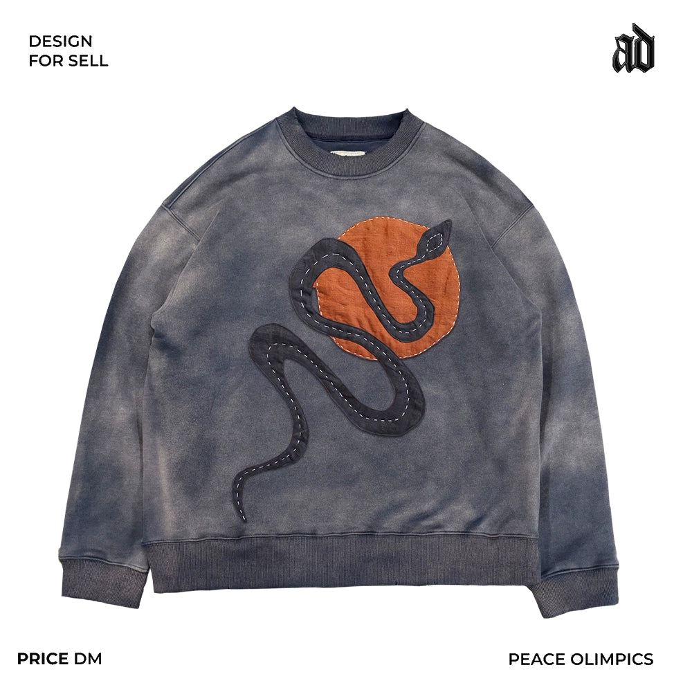 Original artist stickers! American retro made old unique no gender round neck sweater