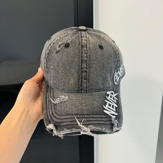 Washed Distressed Denim Baseball Cap – Embroidered Adjustable Unisex