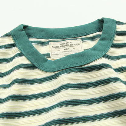 American retro heavy jacquard stripe short sleeve male Ami Ka drape contrast loose crew neck casual T-shirt tide | Japanese vintage | yamalin clothes | Yamalinclothes