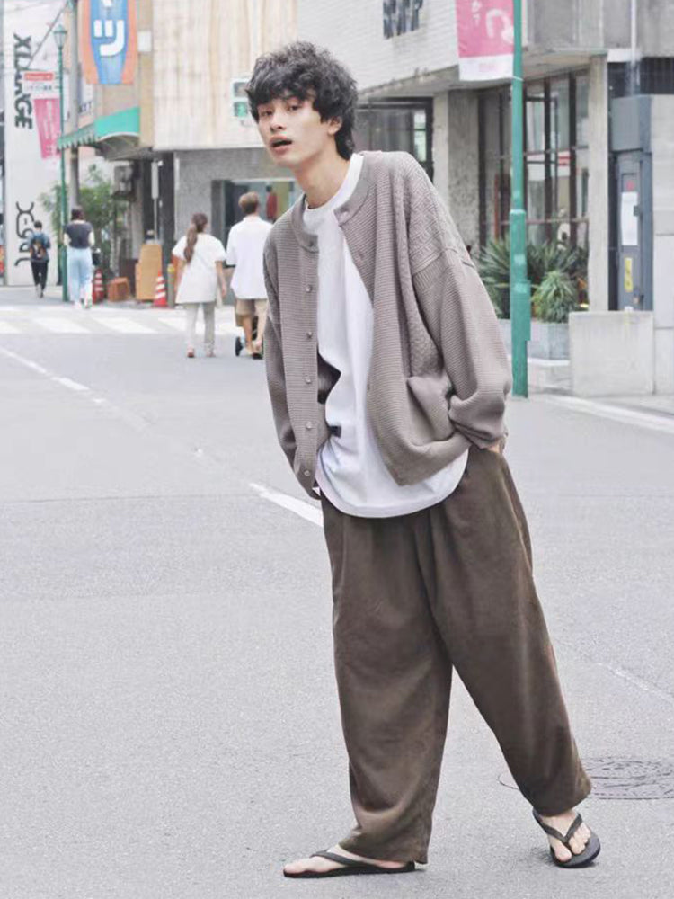 retro solid corduroy slacks trousers