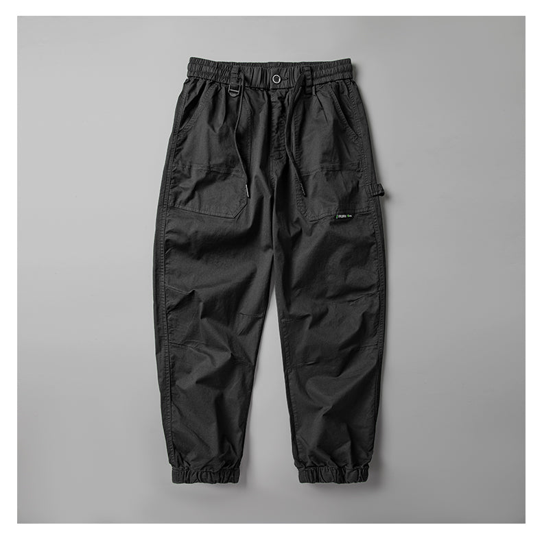 Japanese casual pants, men's spring pure cotton washed loose American overalls