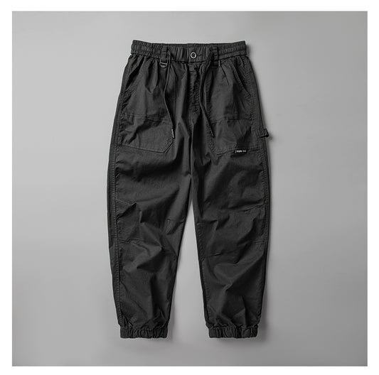 Japanese casual pants, men's spring pure cotton washed loose American overalls