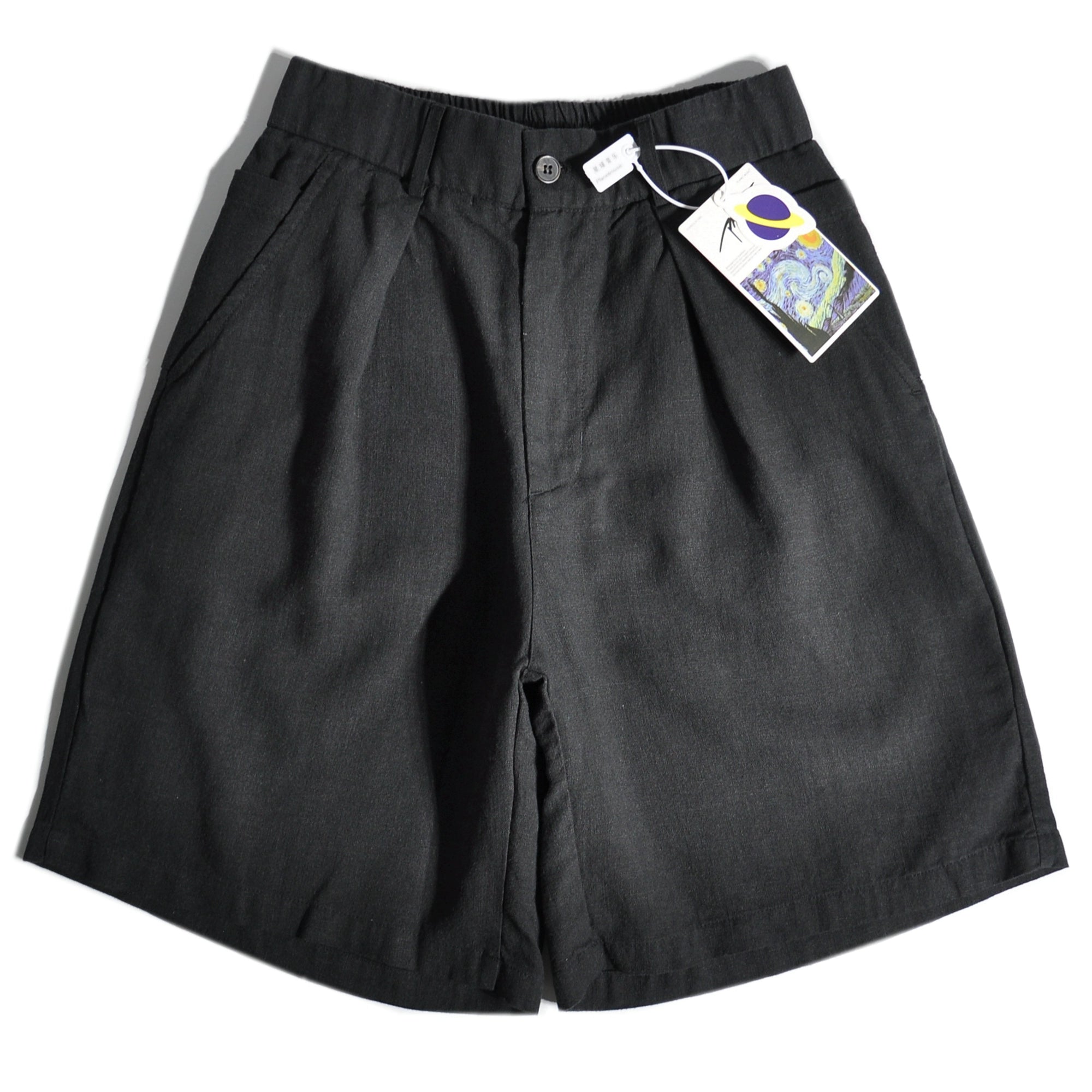 Ramie pendulous profile shorts loose wide leg casual tencel pants