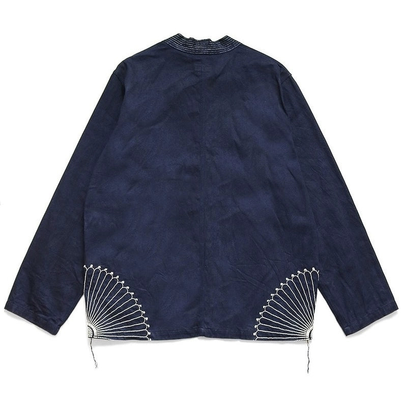 Japanese vintage blue-dyed Japanese-style embroidered casual loose long-sleeved jacket