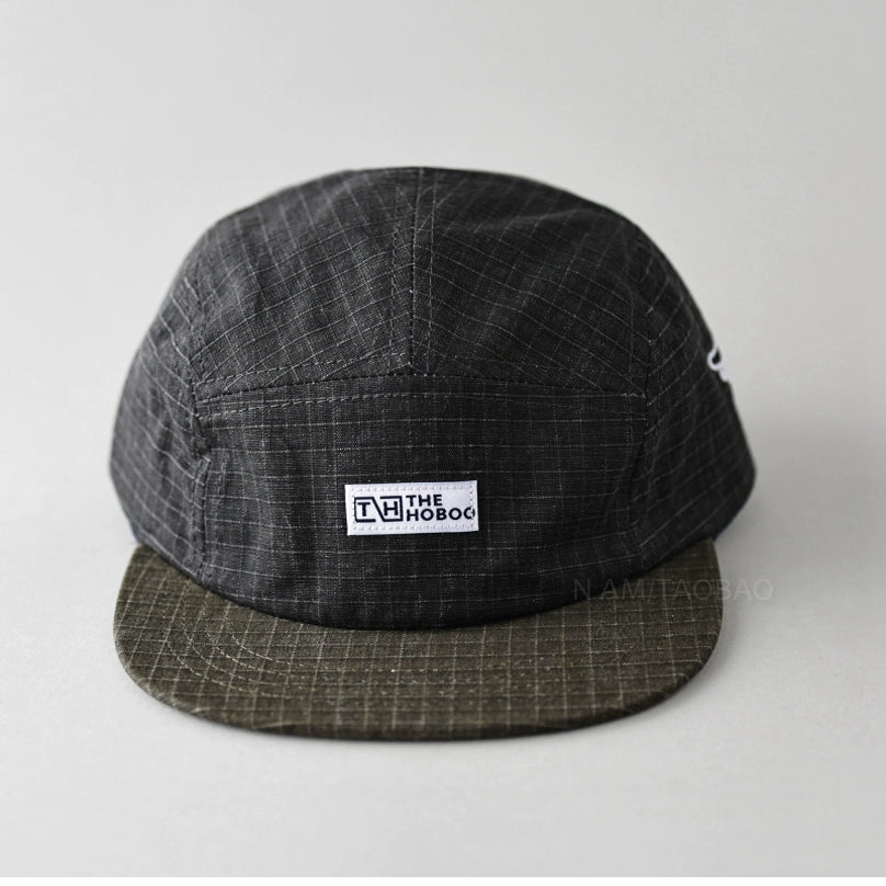 Spring new retro check, color-block flat-brimmed baseball caps, unisex casual and versatile sunshade peaked hat tide