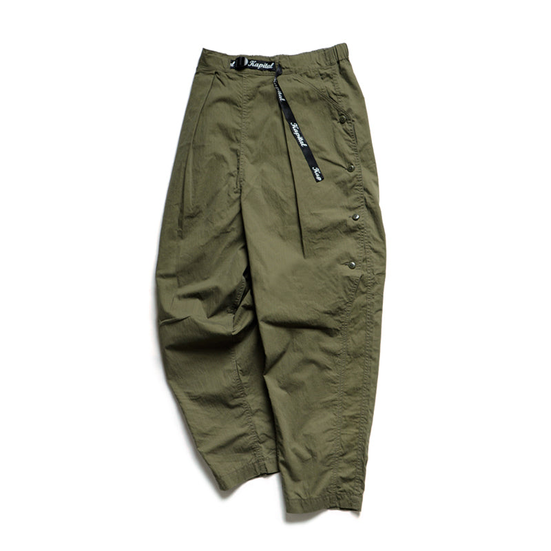 Japanese fashion loose tapered army green buckle military style casual pants