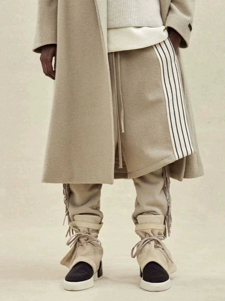 trendy brand ESSENTIALS American casual sports tweed drawstring loose striped shorts five-point pants men