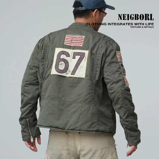 American-style trendy washed retro versatile casual motorcycle cotton jacket