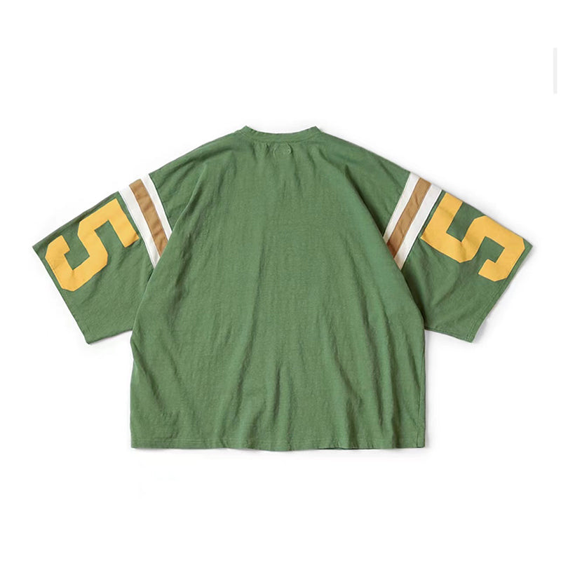 Japanese three-color batik color matching letter smiley face five-point sleeve loose short sleeve T