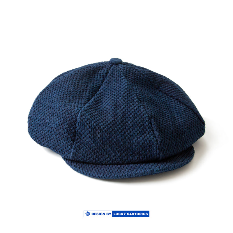 Plant blue dyed octagonal hat 550g Kendo fabric Japanese retro newsboy hat