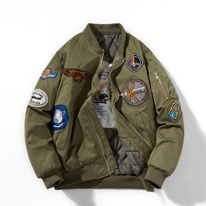 Retro Locomotive Bomber Jacket – Thickened Baseball Style (Unisex)