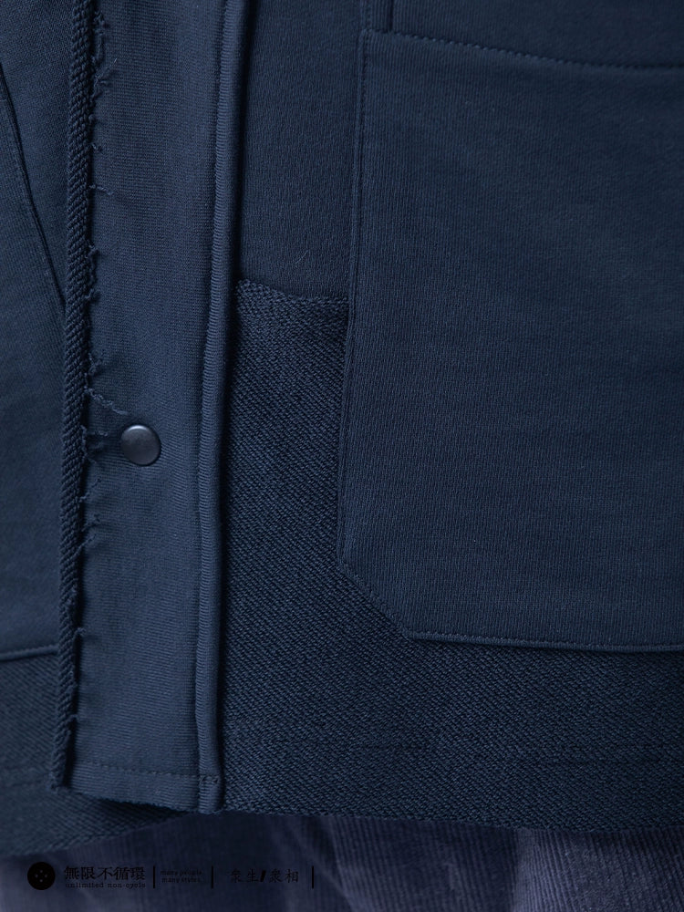 Original design men's terry stitching casual loose raw edge knitted jacket N