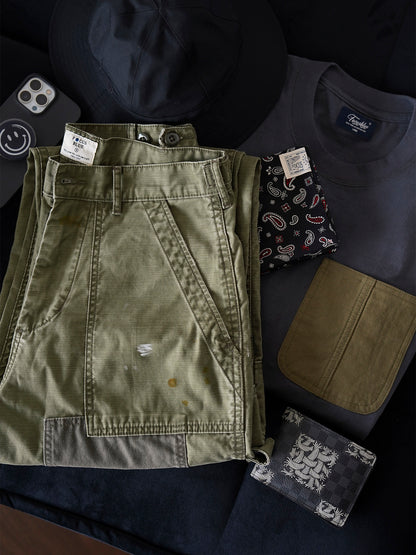 Japanese Workwear Military Pocket Tee – Unisex Loose Short Sleeve T-Shirt