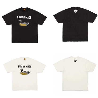 Japanese slub cotton summer animal cute print short-sleeved T-shirt weight 280g