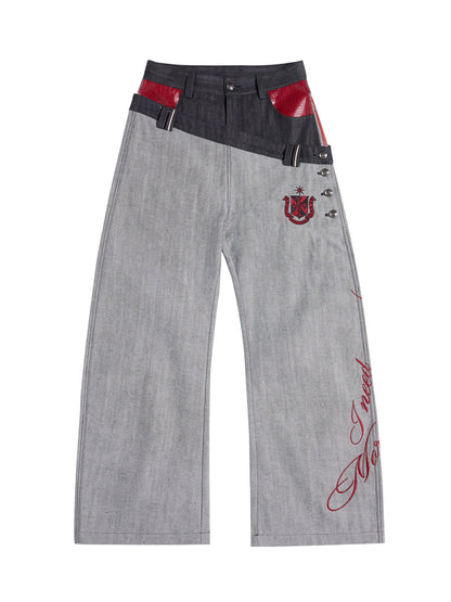 Wide-Leg Jeans – Asymmetric Double Waist