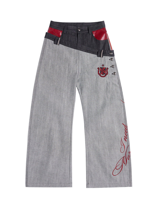 Wide-Leg Jeans – Asymmetric Double Waist