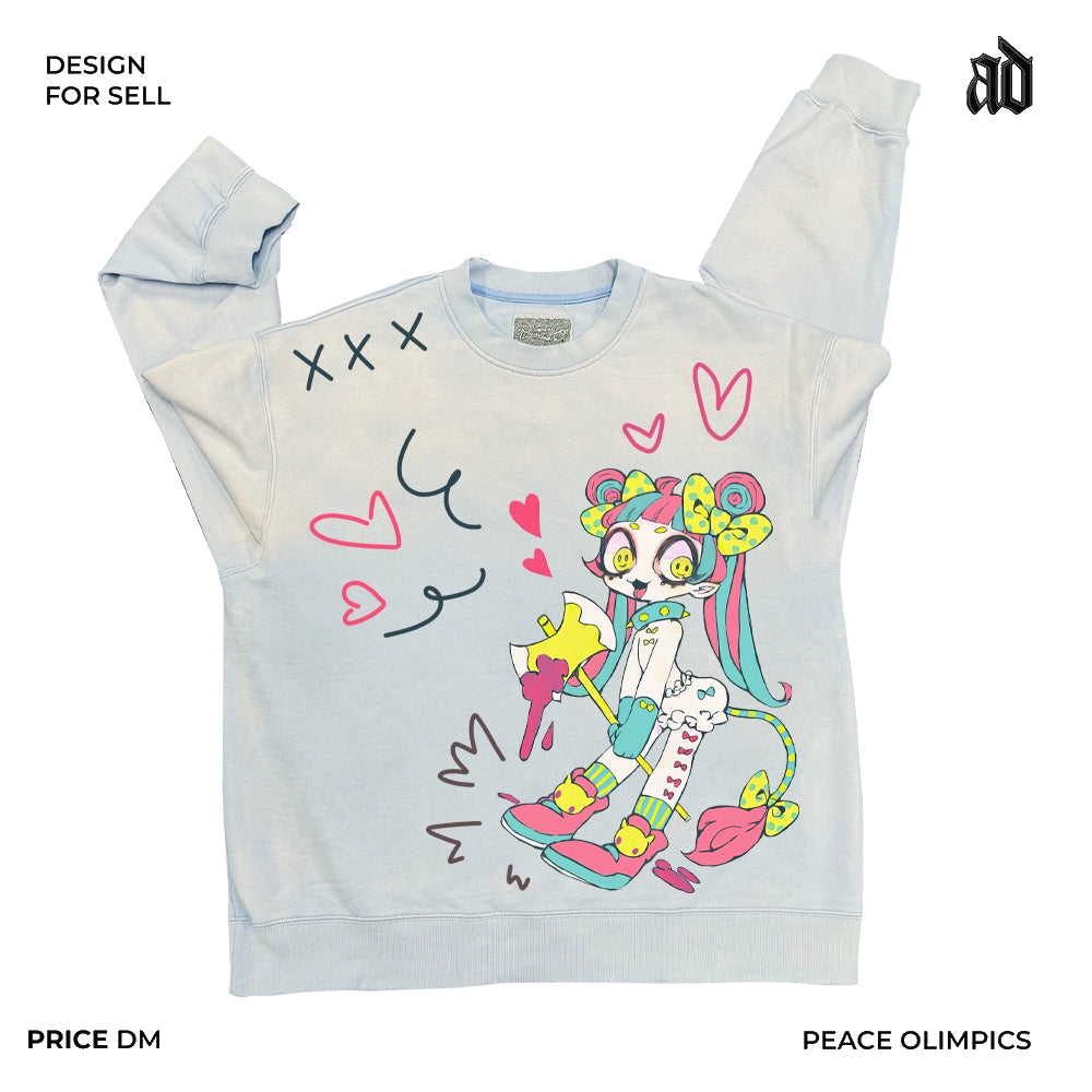 ins style trend retro American cartoon children's fun all-matching loose top round neck sweater