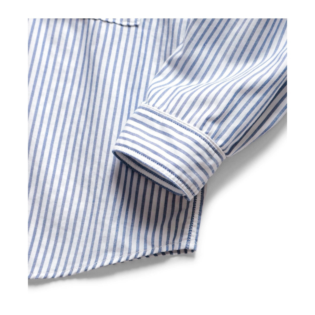 Japanese casual pleated two-pocket blue and white striped lapel loose long-sleeved shirt