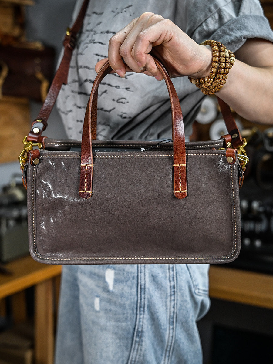 Vintage bags, niche soft leather handmade bags, leather small square bags, women's crossbody wide straps, top layer cowhide tote bags – Japanese vintage | yamalin clothes | Yamalinclothes