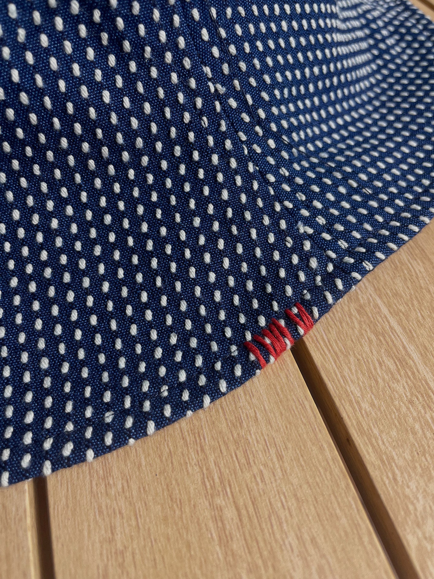 Indigo Sashiko Tulip Bucket Hat – Japanese Artisan Outdoor Fisherman Hat