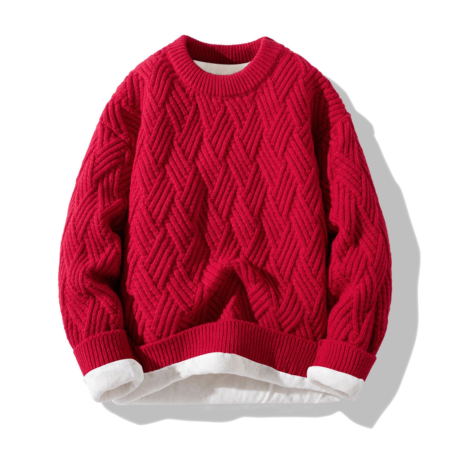 Chunky Twist Knit Sweater – Fleece-Lined Thickened Pullover Unisex Winter Knitwear – Japanese vintage | yamalin clothes | Yamalinclothes