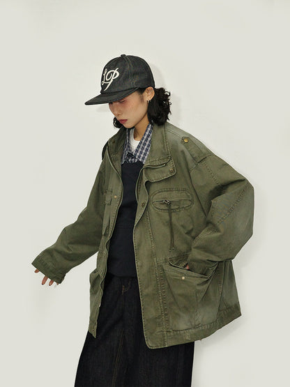Washed M65 Cargo Jacket – Oversized Military Vintage Coat