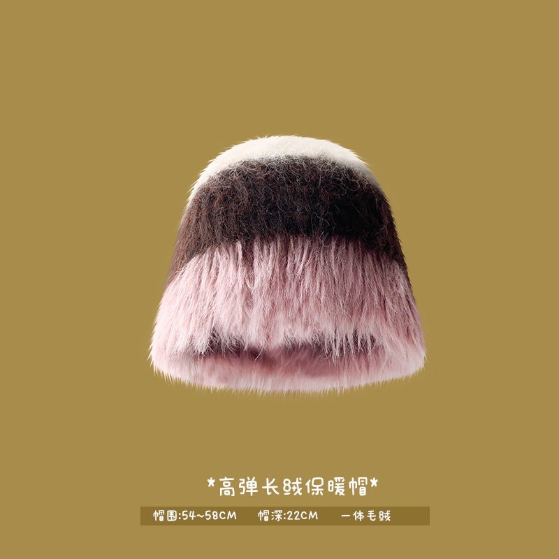 Japanese designer joint retro knitted wool hat warm plush fisherman hat