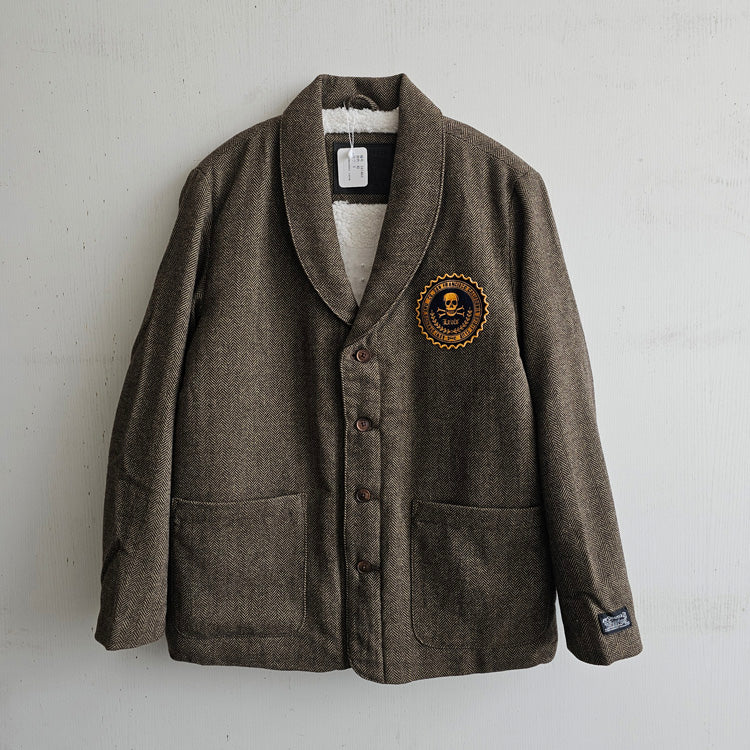 341466 there are plus-size men's beautiful single two-horse herringbone coarse wool retro shawl collar padded blazers