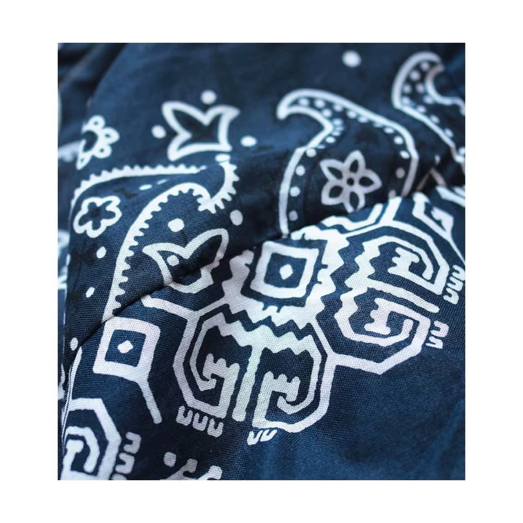 Japanese two-color cotton linen cashew flower stitching men's and women's oblique cross wandering pocket