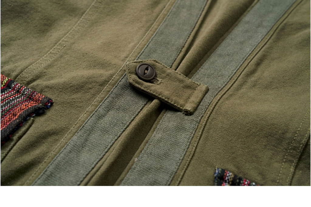 Japanese retro Aramco Kaji ethnic style spliced robe jacket for men and women loose distressed washed cargo jacket tide