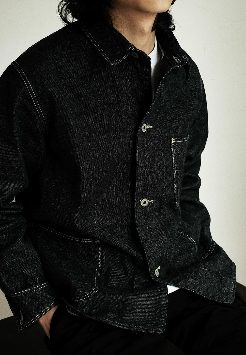 NVGS Denim 1940s Original Colors Red Ear Denim Jacket Lapel Cargo Jacket Casual American Vintage