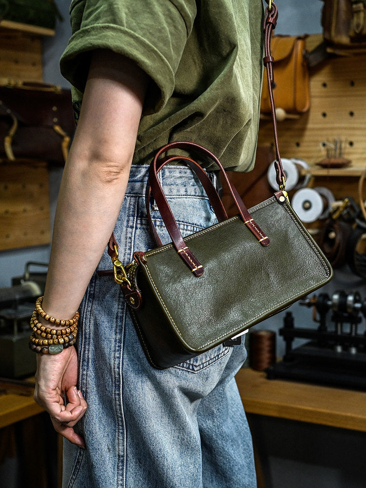 Vintage bags, niche soft leather handmade bags, leather small square bags, women's crossbody wide straps, top layer cowhide tote bags – Japanese vintage | yamalin clothes | Yamalinclothes